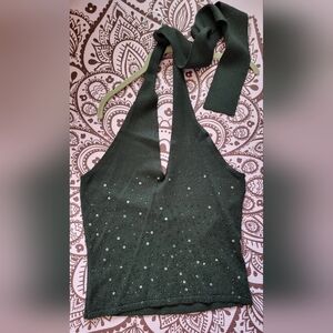 Moda International Black Sequin Halter Camisole